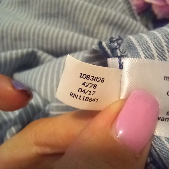 Lane Bryant Striped Chambray Ruffle Front Sleeveless Button Up Blouse-Size 18 - Picture 10 of 10